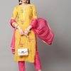 GoSriKi Women's Cotton Blend Straight Printed Kurta with Pant & Dupatta - Image 2