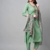 GoSriki Women's Cotton Blend Straight Printed Kurta with Pant & Dupatta - Image 3