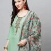 GoSriki Women's Cotton Blend Straight Printed Kurta with Pant & Dupatta - Image 5