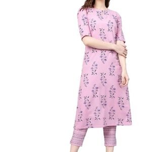 GoSriKi Women's Rayon Floral Printed Kurta with Pant