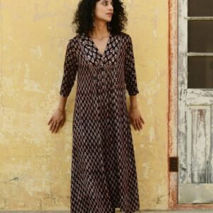 GoSriKi Women's Cotton Blend Anarkali Printed Kurta with Pant