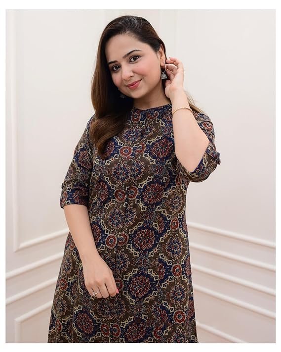 GoSriKi Women's Cotton Blend Straight Printed Kurta with Palazzo - Image 4