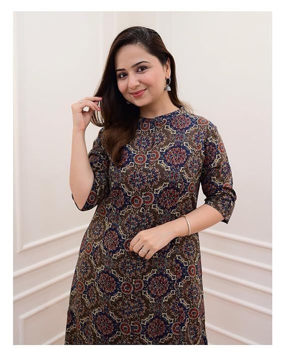 GoSriKi Women's Cotton Blend Straight Printed Kurta with Palazzo - Image 5