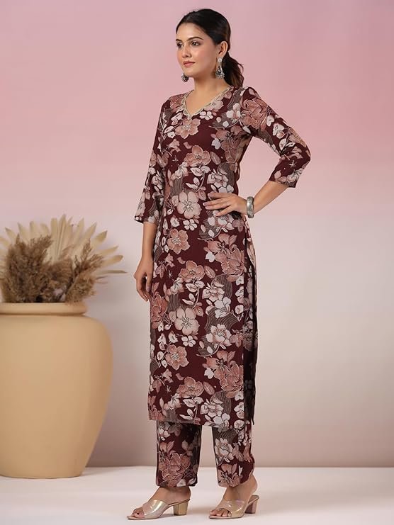 GoSriKi Women's Rayon Blend Straight Printed Kurta With Pant - Image 6