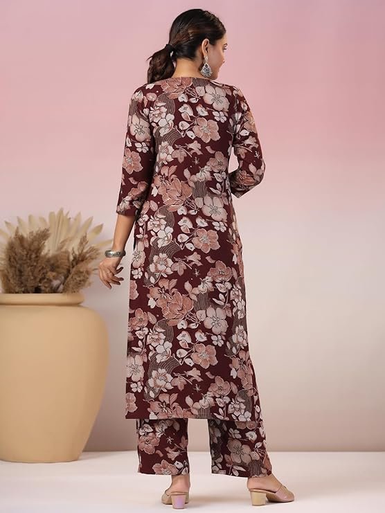 GoSriKi Women's Rayon Blend Straight Printed Kurta With Pant - Image 4