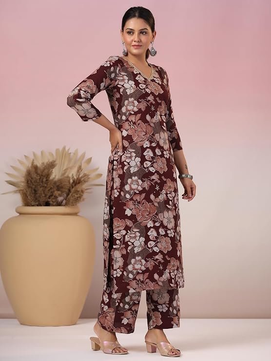GoSriKi Women's Rayon Blend Straight Printed Kurta With Pant - Image 5