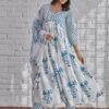 GoSriKi Women's Rayon Blend Printed Anarkali Kurta with Pant & Dupatta - Image 3