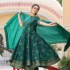 GoSriKi Women's Rayon Blend Printed Anarkali Kurta with Pant & Dupatta - Image 3