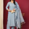GoSriKi Women’s Rayon Blend Straight Kurta with Pant & Dupatta - Image 3