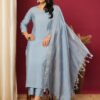GoSriKi Women’s Rayon Blend Straight Kurta with Pant & Dupatta - Image 2