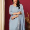 GoSriKi Women’s Rayon Blend Straight Kurta with Pant & Dupatta - Image 9