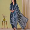 GoSriKi Women's Rayon Blend Printed Anarkali Kurta with Pant & Dupatta - Image 7