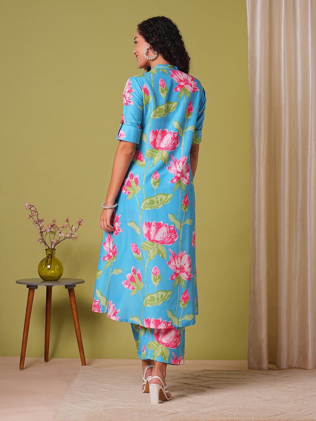 GoSriKi Women's Rayon Viscose Straight Printed Kurta with Pant - Image 4