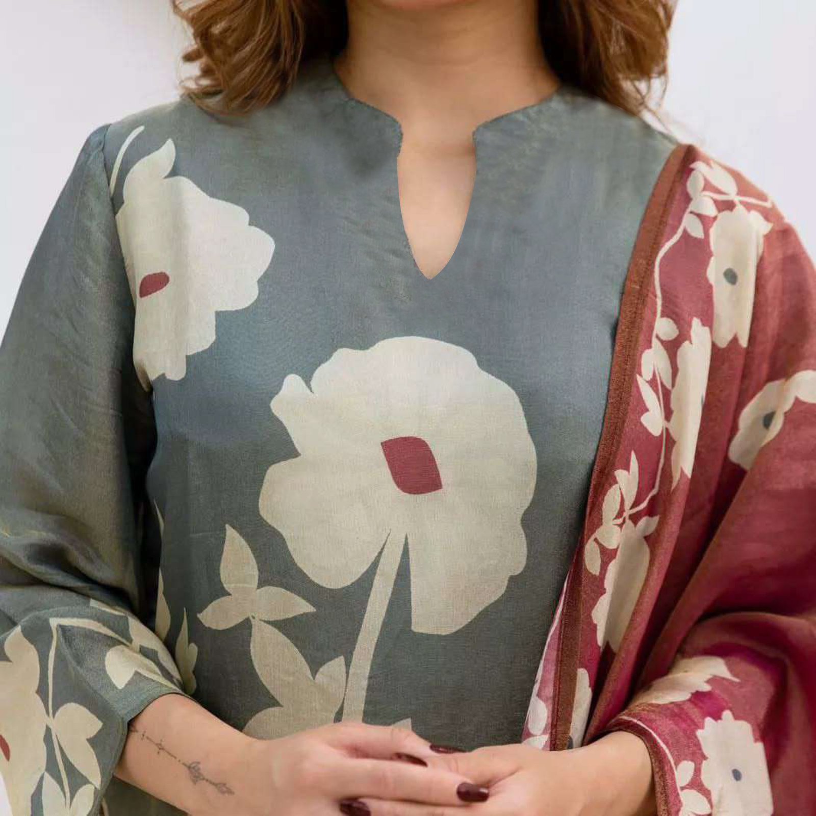 GoSriKi Women's Rayon Blend Straight Printed Kurta with Palazzo & Dupatta - Image 6