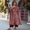 GoSriKi Women's Rayon Blend Printed Anarkali Kurta with Pant & Dupatta - Image 2