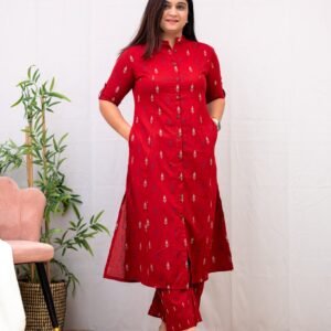GoSriKi Women's Rayon Blend Printed Collar Neck Kurta With Pant