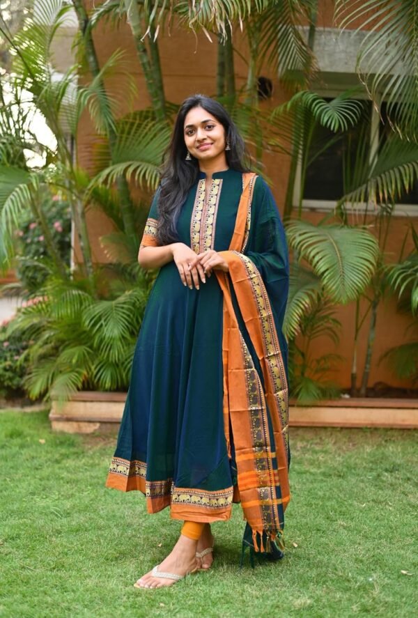 GoSriKi Women's Rayon Viscose Solid Anarkali Kurta with Dupatta