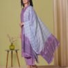 GoSriKi Women's Rayon Viscose Solid Straight Kurta with Pant & Dupatta - Image 4