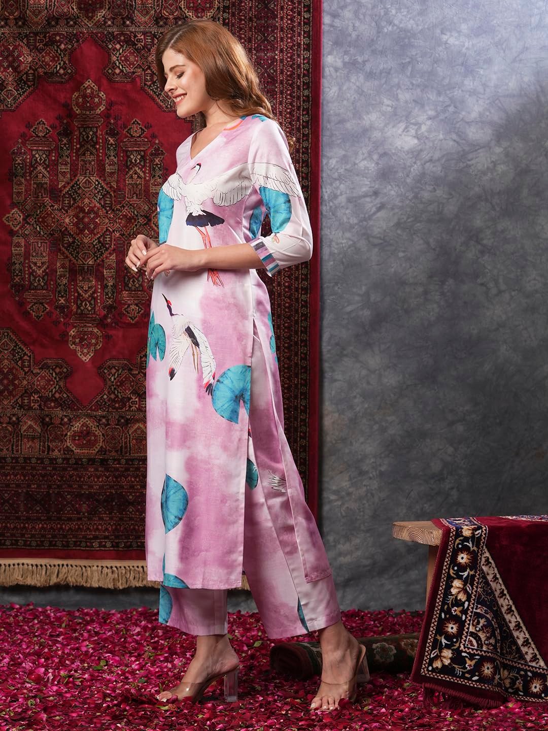 GoSriKi Women's Cotton Blend Straight Printed Kurta & Palazzo - Image 6