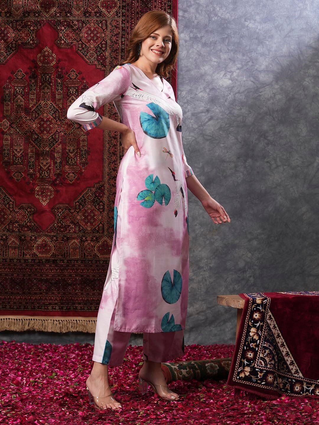 GoSriKi Women's Cotton Blend Straight Printed Kurta & Palazzo - Image 5