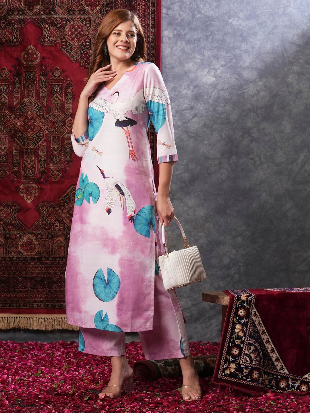 GoSriKi Women's Cotton Blend Straight Printed Kurta & Palazzo - Image 4