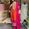 GoSriKi Women's Rayon Blend Straight Embroidered Kurta with Pant & Dupatta - Image 3