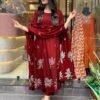 GoSriKi Women's Rayon Viscose Anarkali Printed Kurta with Pant & Dupatta - Image 3