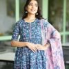 GoSriKi Women's Cotton Blend Anarkali Printed Kurta with Pant & Dupatta - Image 4