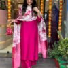GoSriKi Women's Rayon Viscose Printed Straight Kurta with Pant & Dupatta - Image 7