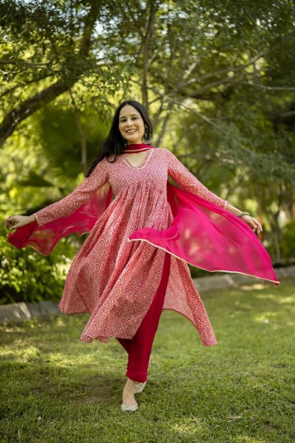 GoSriKi Women's Rayon Blend Kurta with Pant & Dupatta