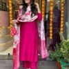 GoSriKi Women's Rayon Viscose Printed Straight Kurta with Pant & Dupatta - Image 2