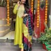 GoSriKi Women's Rayon Viscose Embroidered Anarkali Kurta with Pant & Dupatta - Image 2