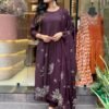 GoSriKi Women's Rayon Viscose Anarkali Printed Kurta with Pant & Dupatta - Image 5