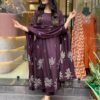 GoSriKi Women's Rayon Viscose Anarkali Printed Kurta with Pant & Dupatta - Image 4