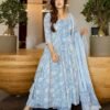 GoSriKi Women's Rayon Viscose Printed Anarkali Kurta with Pant & Dupatta - Image 3