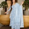 GoSriKi Women's Rayon Viscose Printed Anarkali Kurta with Pant & Dupatta - Image 4