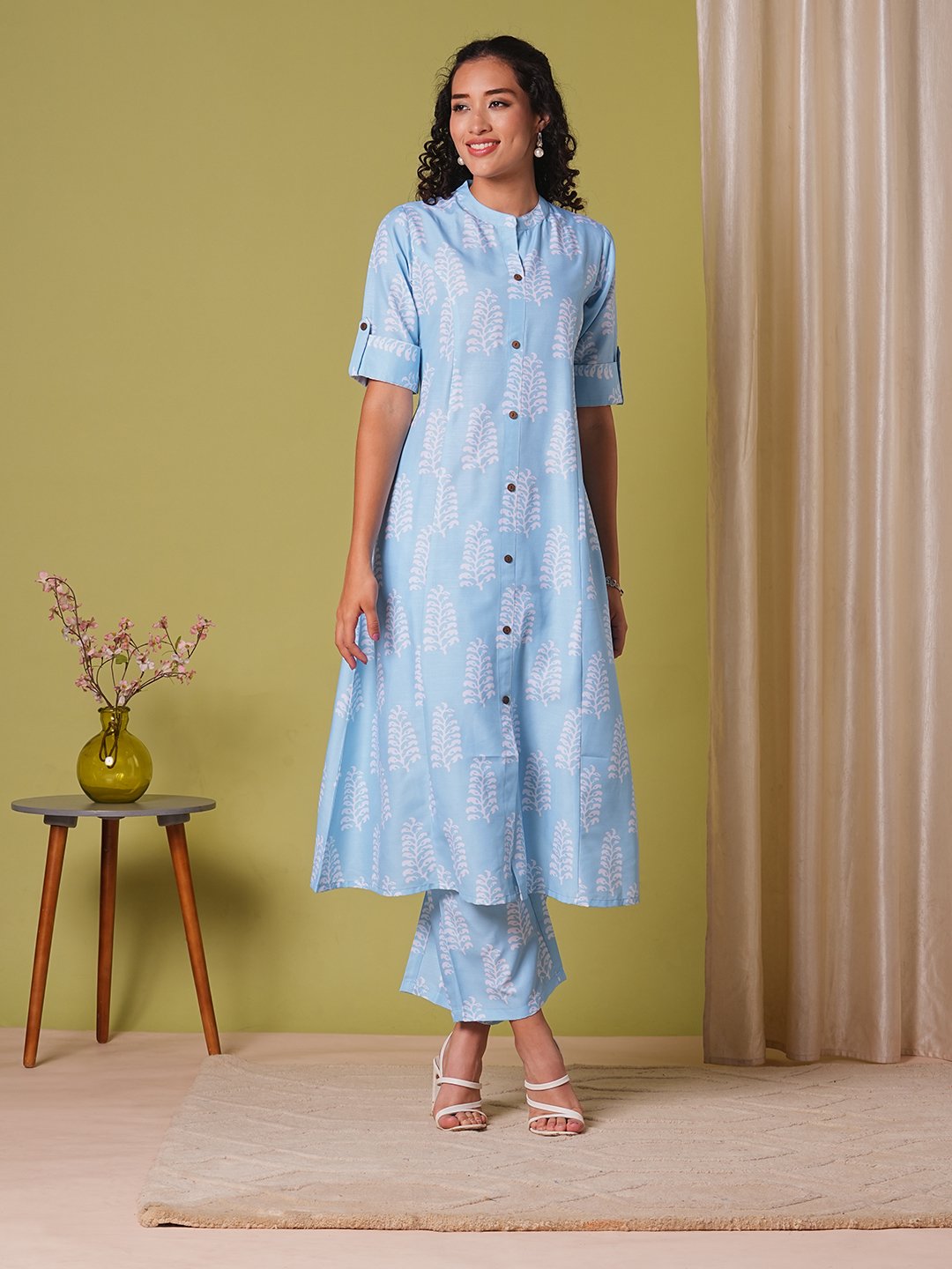 GoSriKi Women's Rayon Viscose A-Line Printed Kurta with Pant - Image 7