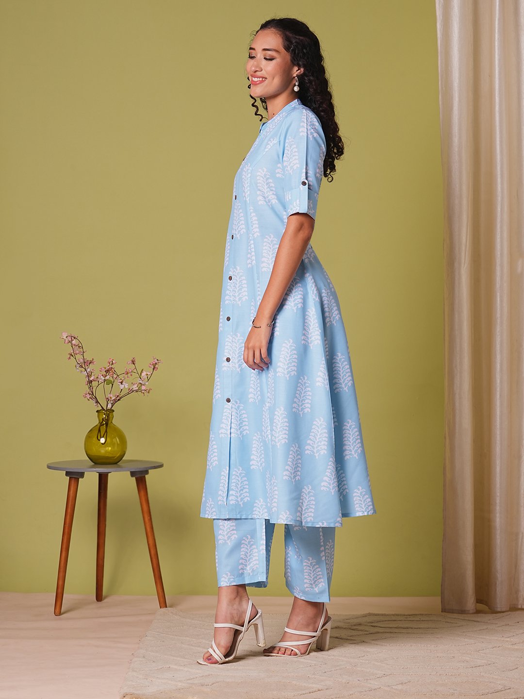 GoSriKi Women's Rayon Viscose A-Line Printed Kurta with Pant - Image 6