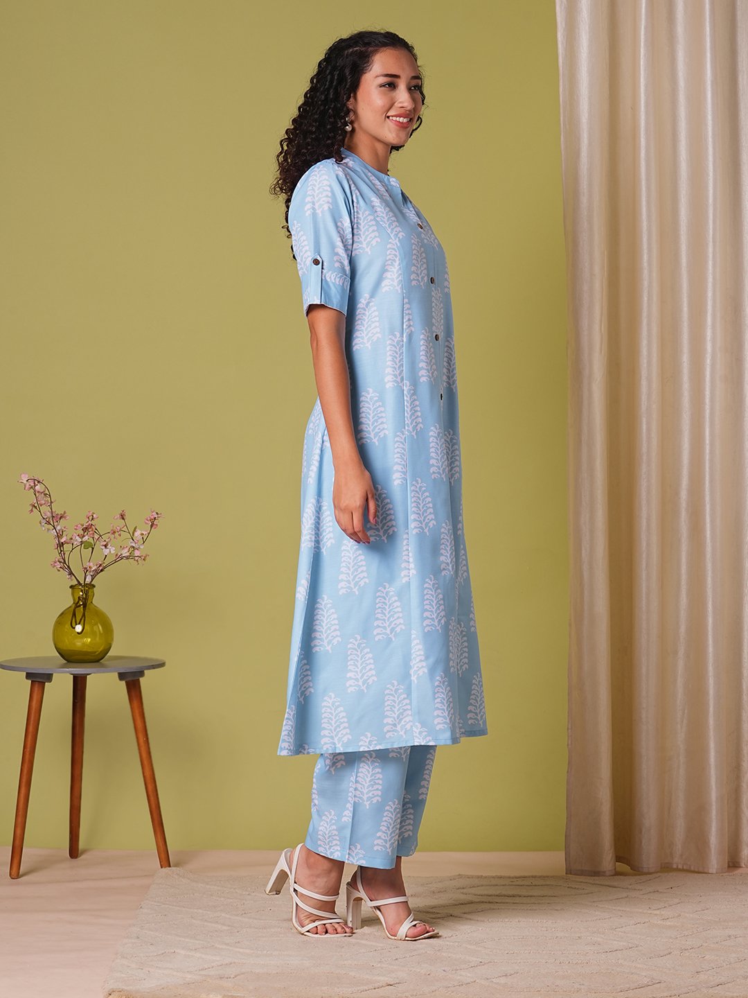GoSriKi Women's Rayon Viscose A-Line Printed Kurta with Pant - Image 5