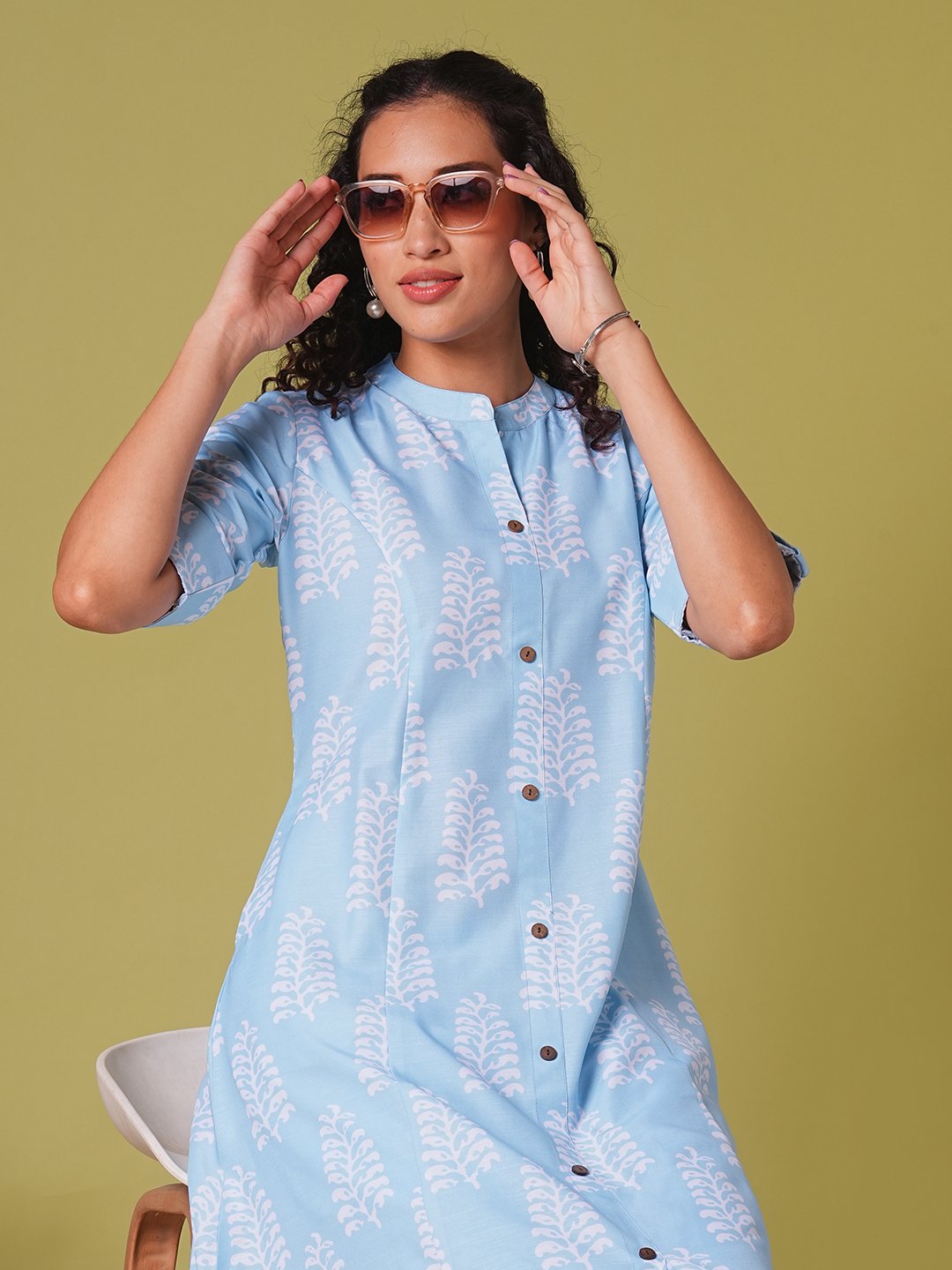 GoSriKi Women's Rayon Viscose A-Line Printed Kurta with Pant - Image 8