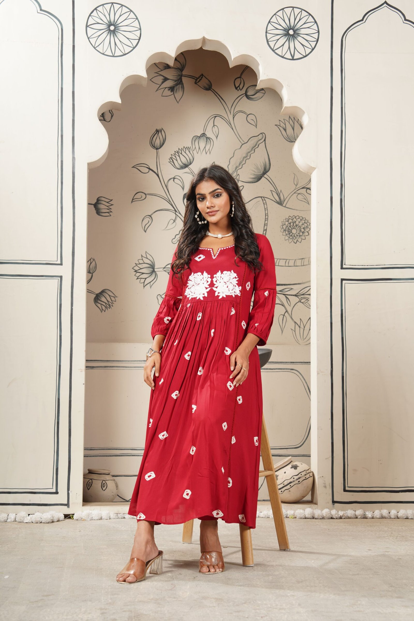 GoSriKi Women's Rayon Blend Anarkali Printed Kurta with Pant - Image 5