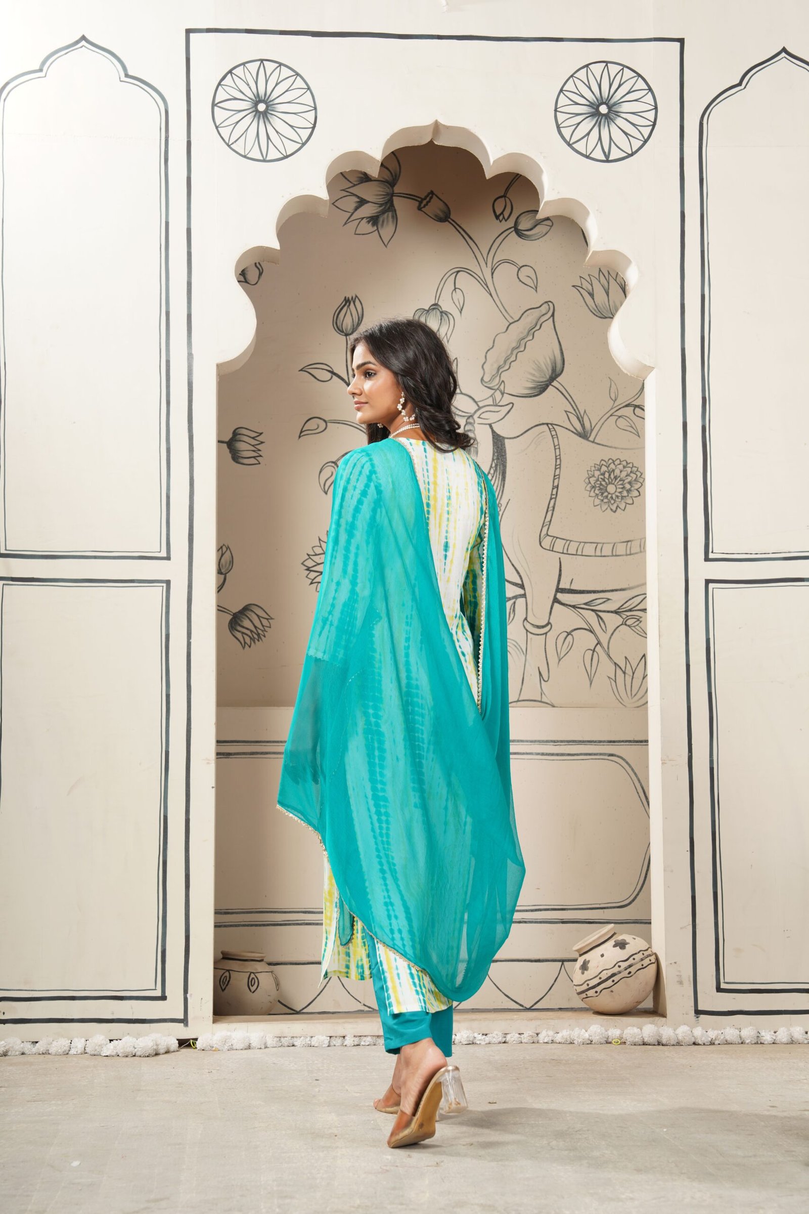 GoSriKi Women's Cotton Blend Straight Printed Kurta with Pant & Dupatta - Image 5