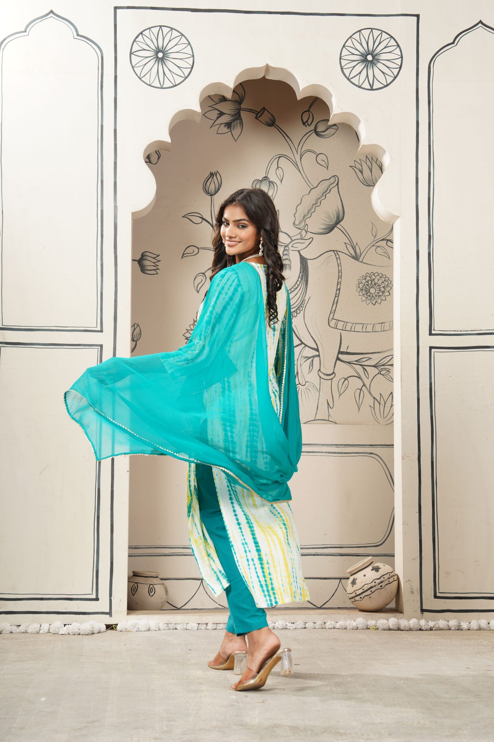 GoSriKi Women's Cotton Blend Straight Printed Kurta with Pant & Dupatta - Image 4