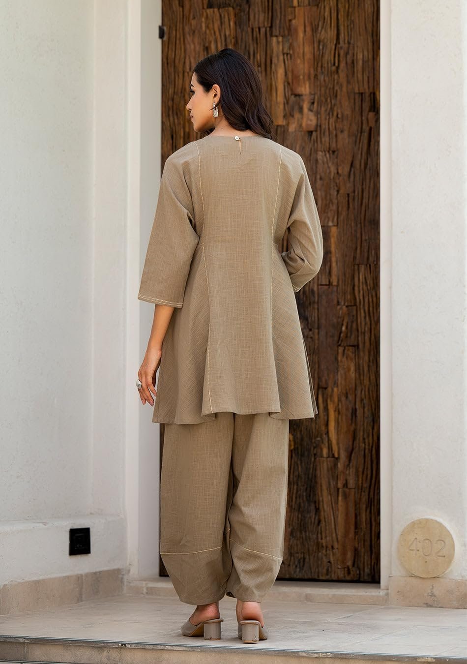 GoSriKi Women's Rayon Viscose A-Line Solid Kurta with Pant - Image 6