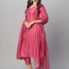 GoSriKi Women's Cotton Blend Floral Straight Kurta with Pant & Dupatta - Image 5