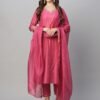 GoSriKi Women's Cotton Blend Floral Straight Kurta with Pant & Dupatta - Image 2