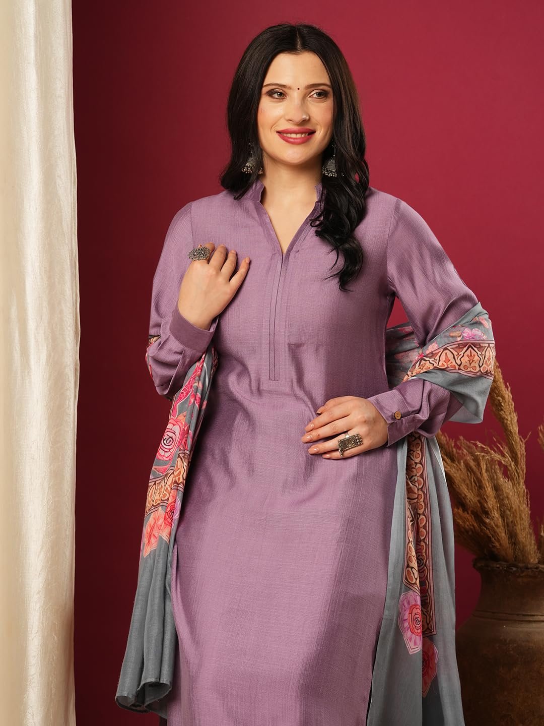 GoSriKi Women's Rayon Viscose Solid Straight Pakistani Kurta with Pant & Dupatta - Image 8