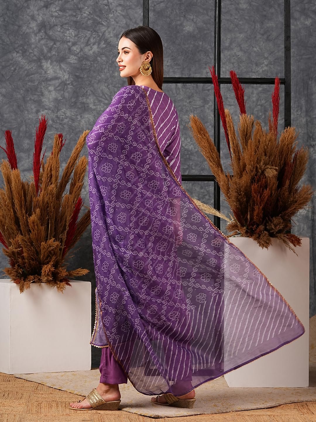 Women's Cotton Blend Straight Printed Kurta with Pant & Dupatta - Image 5