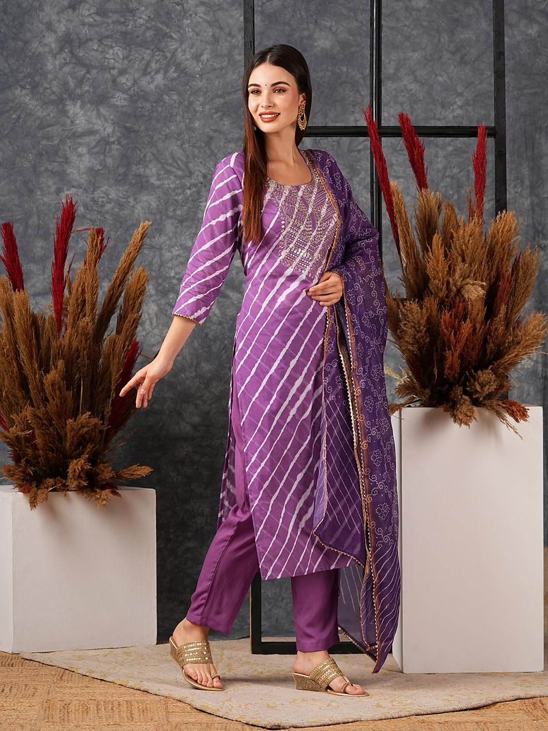 Women's Cotton Blend Straight Printed Kurta with Pant & Dupatta - Image 6