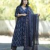 GoSriKi Women's Rayon Blend Anarkali Printed Kurta with Pant & Dupatta - Image 3